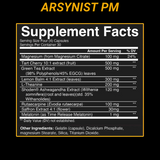 Arsynist PM table of supplement facts and ingredients