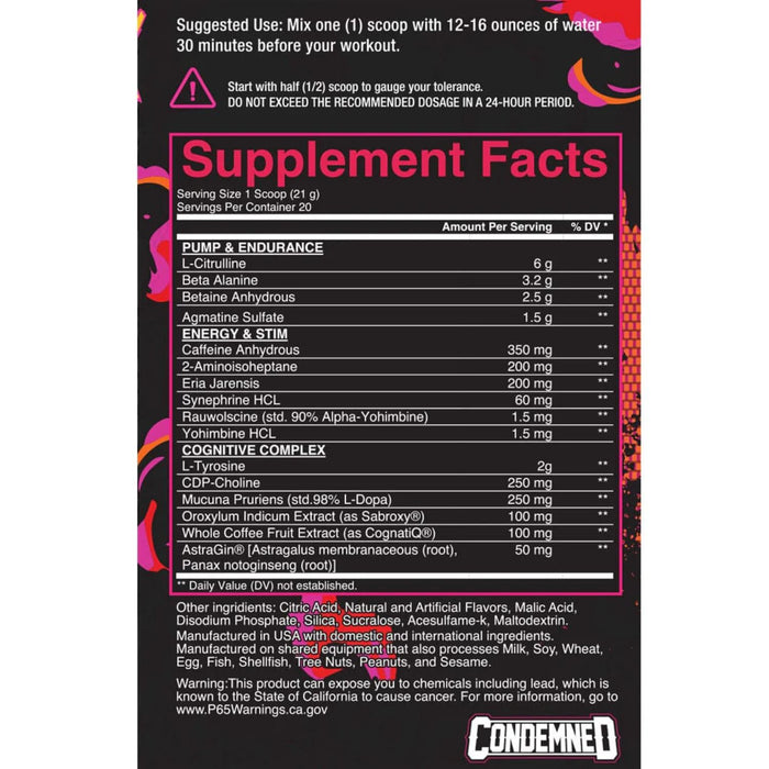 Condemned Labs Souls 4 Sale - Pineapple Mandarina Supplement Facts IMG