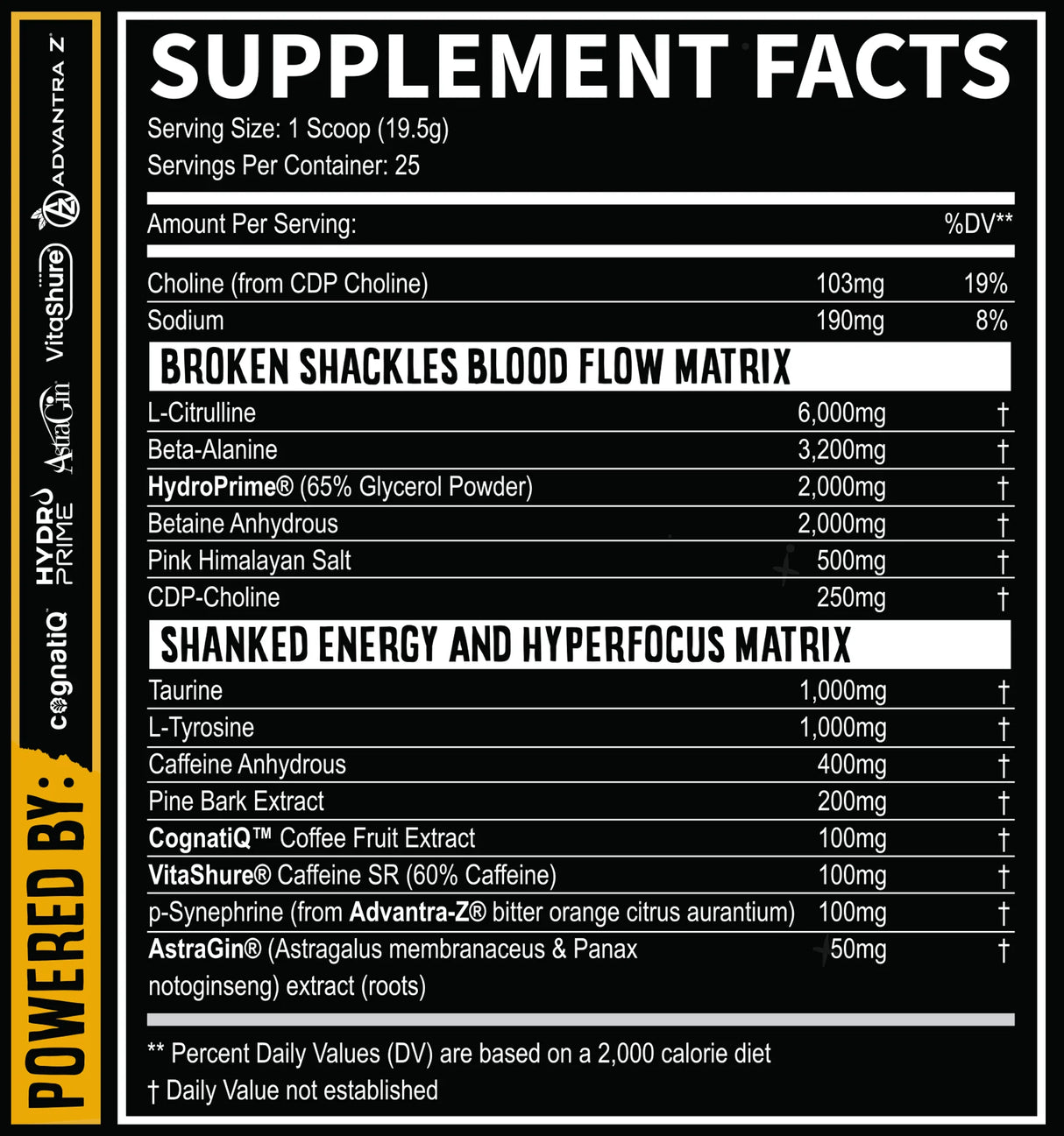 Fresh Out Pre Supplement Facts Panel