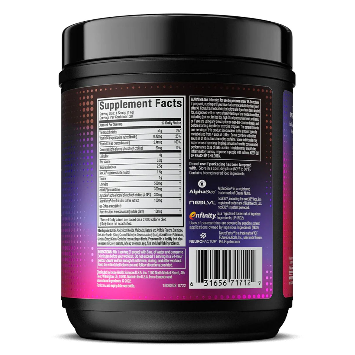 Muscletech EuphoriQ Pre-Workout Label