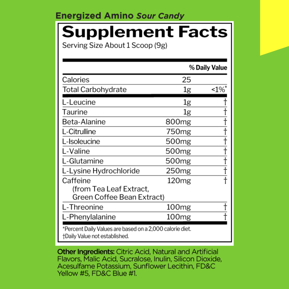 Rule 1 Energized Amino, Sour Candy, Supplement Facts