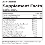 Rule 1 Lean Capsules Supplement Facts