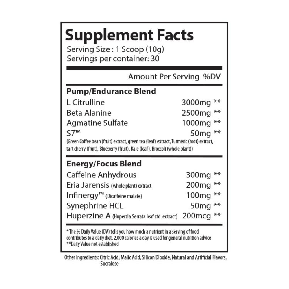 Alpha Supps Alpha Pre Supplement Facts