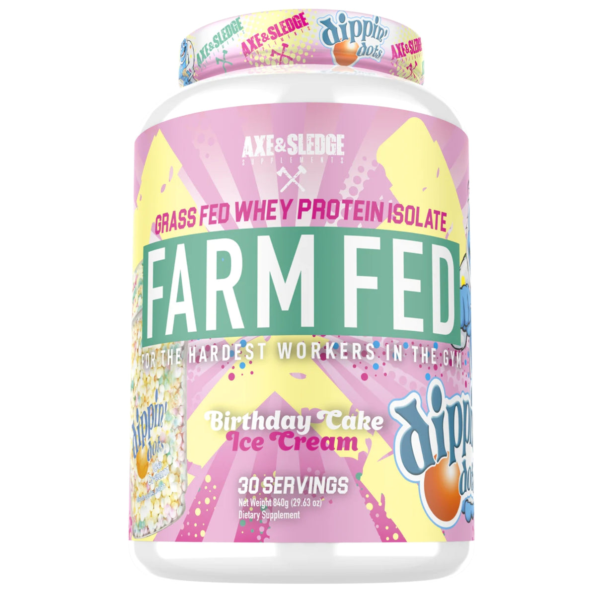 Axe & Sledge Farm Fed 30 Servings -  Dippin Dots Birthday Cake