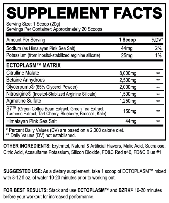 Black Magic Ecto Plasm Supplement Facts