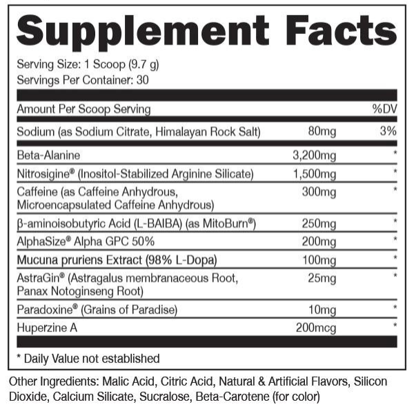 Bucked Up LFG Burn Supplement Facts