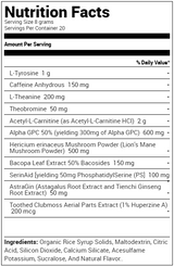 Controlled Labs Orange Brainwash Supplement Facts