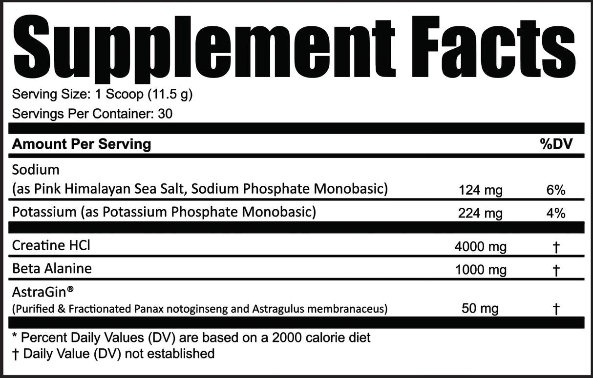 MuscleForce Crea-Gainz Supplement Facts