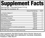 MuscleForce Defiant Pre-Workout Supplement Facts