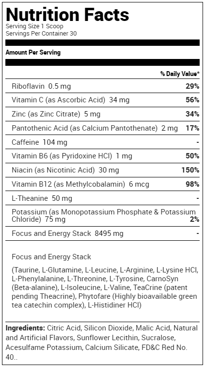 USN Energizing Amino Stim Supplement Facts