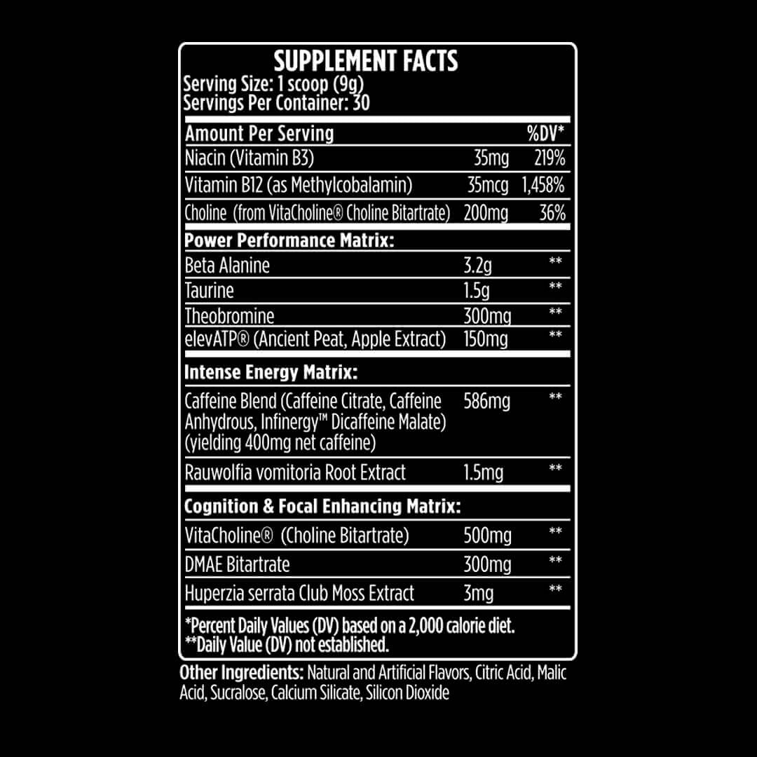 VMI Sports K-XR Original Pre Workout Supplement Facts